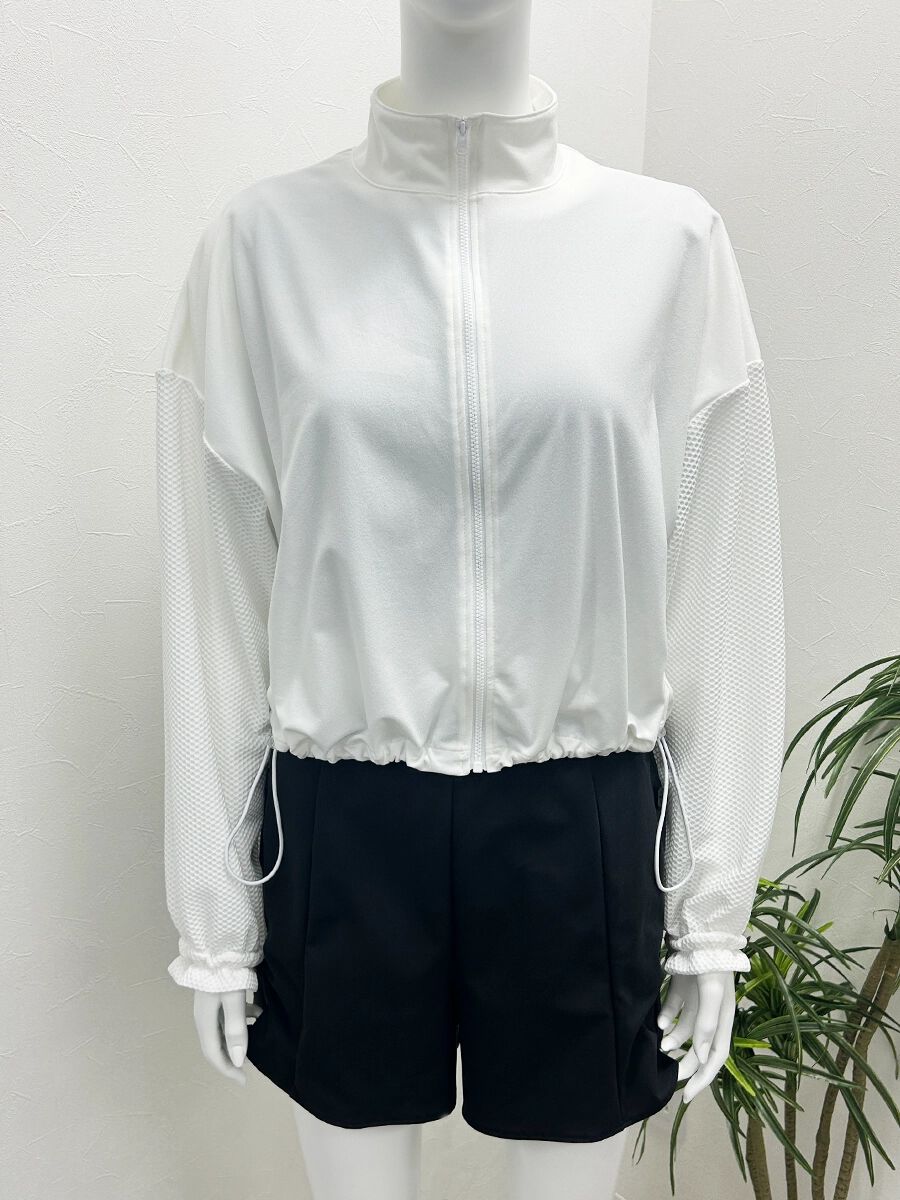 ALBOVE「【お水OK！ウェア】クロップド丈UPF15UVカットスタンドネックトップス/ジャケット」|スポーツ|