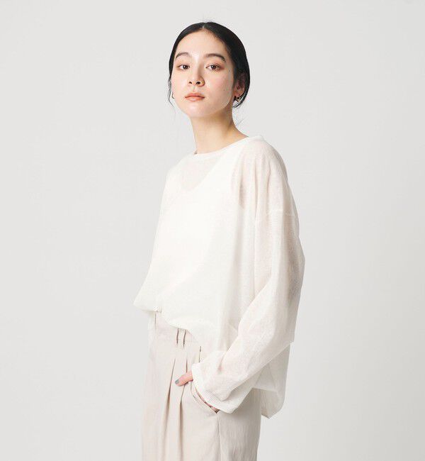 BEAUTY&YOUTH UNITED ARROWS「麻ブレンド ルーズ ボートネック ニットプルオーバー ウォッシャブル」|ニット・セーター|WHITE