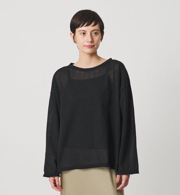 BEAUTY&YOUTH UNITED ARROWS「麻ブレンド ルーズ ボートネック ニットプルオーバー ウォッシャブル」|ニット・セーター|