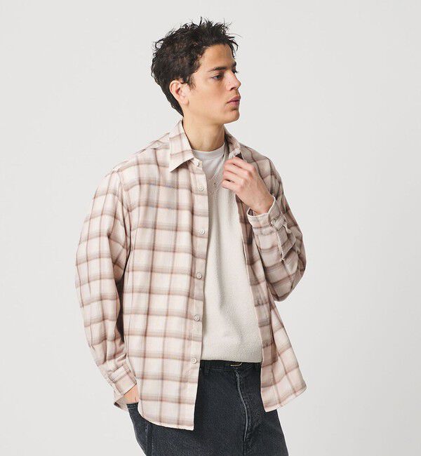 BEAUTY&YOUTH UNITED ARROWS「レイヤード オンブレチェック レギュラー シャツ GRANDE TAPERD型」|シャツ・ブラウス|LT.PINK