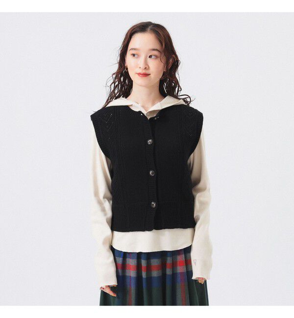 BEAMSBOY「レース ニット ベスト」|ベスト・ジレ|BLACK