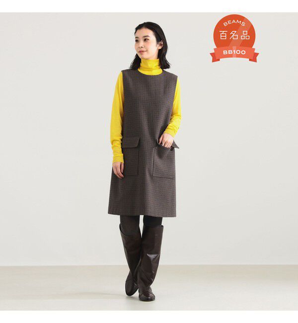 Demi-Luxe BEAMS 「AK+1 / ウール チェック ミニワンピース」|ワンピース|BROWN&times;BLACK CHECK