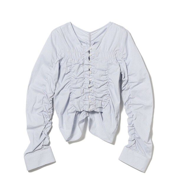 Ray BEAMS 「ストライプ シャーリング Vネック ブラウス」|シャツ・ブラウス|