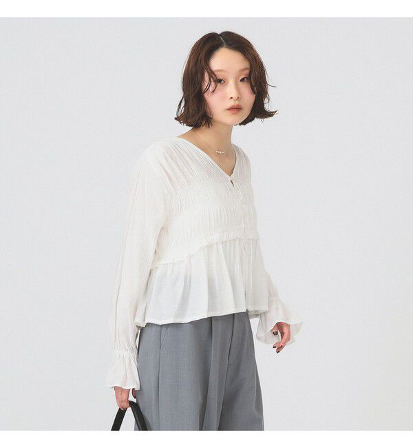 Ray BEAMS 「シャーリング ペプラム  ブラウス」|シャツ・ブラウス|