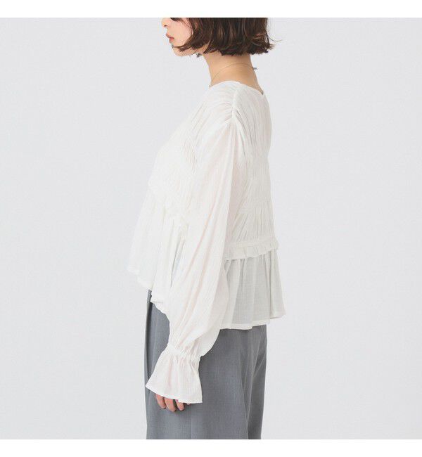 Ray BEAMS 「シャーリング ペプラム  ブラウス」|シャツ・ブラウス|