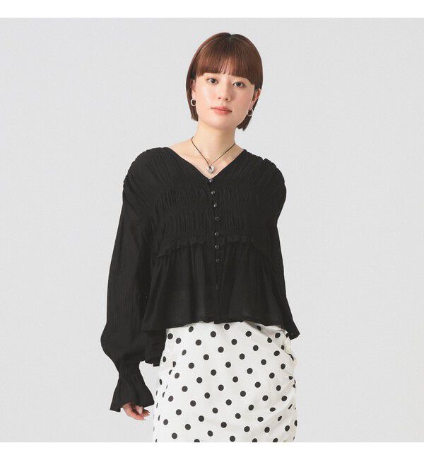Ray BEAMS 「シャーリング ペプラム  ブラウス」|シャツ・ブラウス|