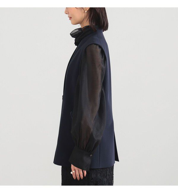 Demi-Luxe BEAMS 「	ラペルレス 2ボタン ジレ」|ダウン|