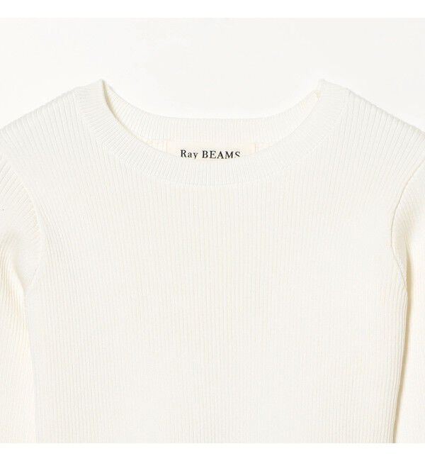 Ray BEAMS 「リブ ギャザー キリカエ クルーネック トップス」|ニット・セーター|