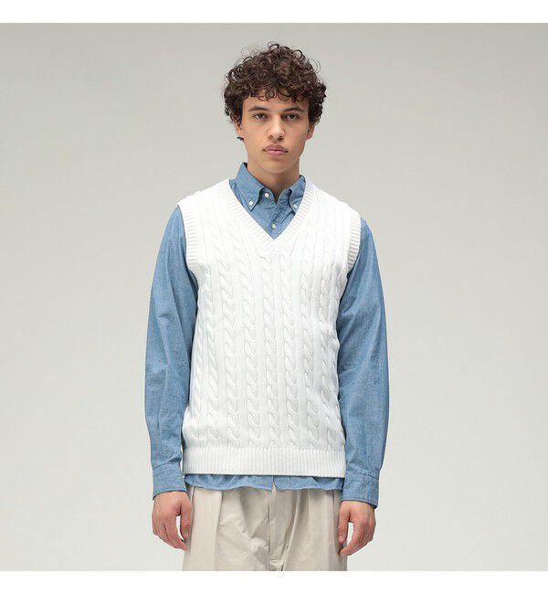 BEAMS PLUS「V-Neck Vest Cable」|ニット・セーター|
