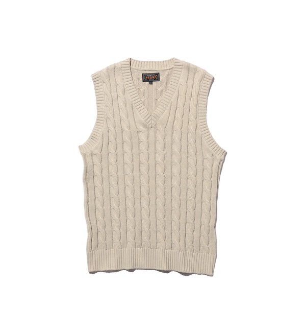 BEAMS PLUS「V-Neck Vest Cable」|ニット・セーター|GREY
