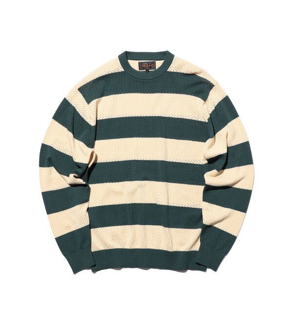 BEAMS PLUS「Crew Rugger Stripe」|ニット・セーター|GREEN
