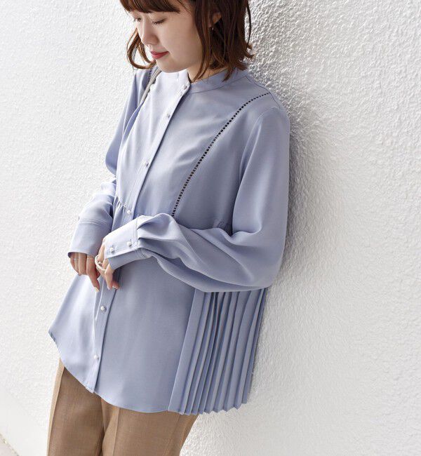 SHIPS for women「【WEB限定】〈手洗い可能〉ストレッチ ジョーゼット プリーツ ブラウス」|シャツ・ブラウス|