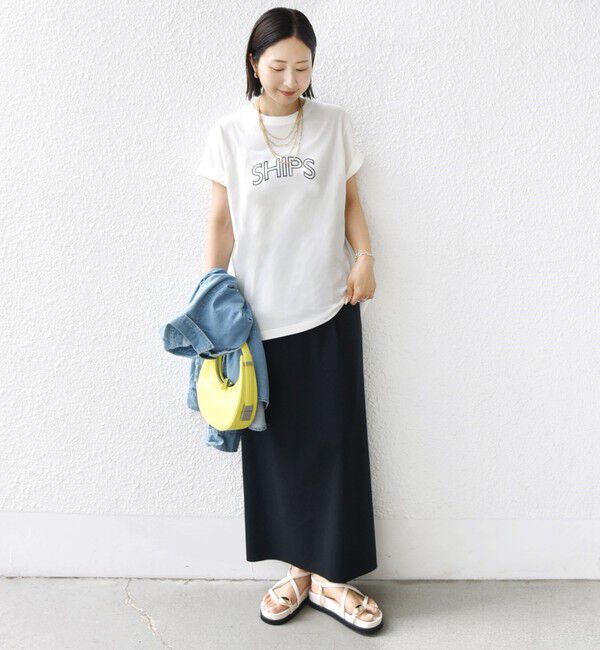 SHIPS for women「《一部追加》【WEB限定】 SHIPS ラウンド プリント ロゴ TEE」|Tシャツ・カットソー|