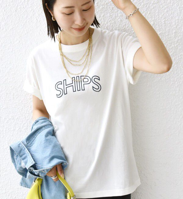 SHIPS for women「《一部追加》【WEB限定】 SHIPS ラウンド プリント ロゴ TEE」|Tシャツ・カットソー|