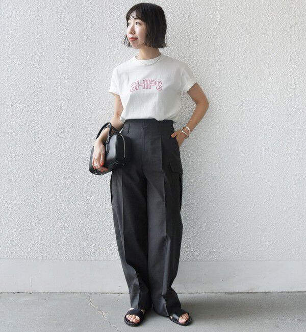 SHIPS for women「《一部追加》【WEB限定】 SHIPS ラウンド プリント ロゴ TEE」|Tシャツ・カットソー|
