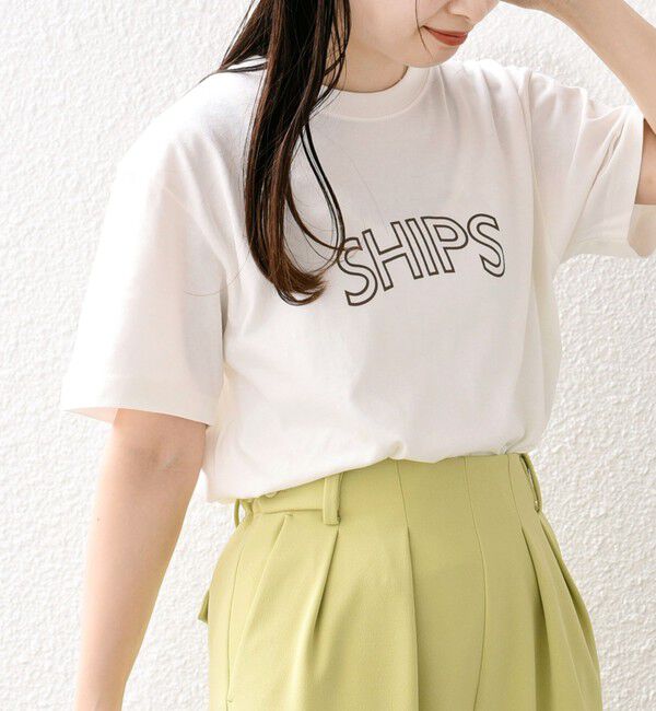 SHIPS for women「《一部追加》【WEB限定】 SHIPS ラウンド プリント ロゴ TEE」|Tシャツ・カットソー|