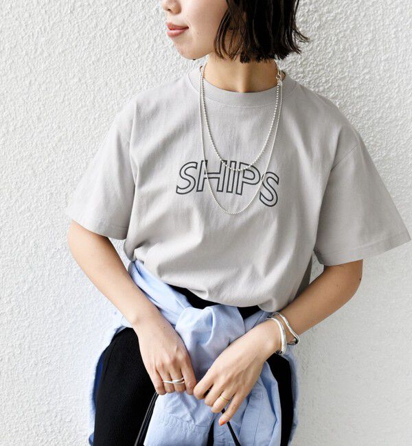 SHIPS for women「《一部追加》【WEB限定】 SHIPS ラウンド プリント ロゴ TEE」|Tシャツ・カットソー|