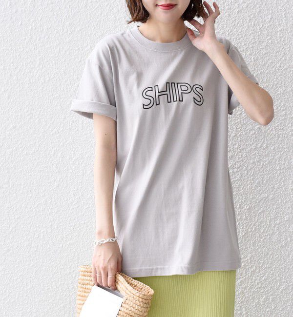 SHIPS for women「《一部追加》【WEB限定】 SHIPS ラウンド プリント ロゴ TEE」|Tシャツ・カットソー|