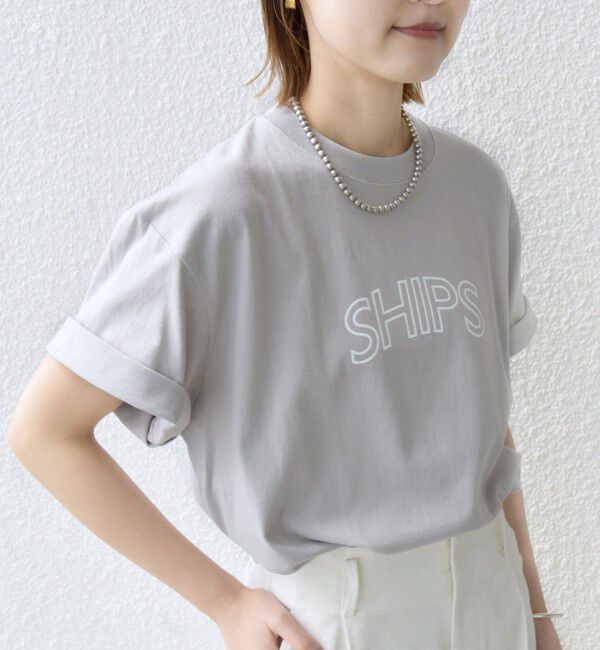 SHIPS for women「《一部追加》【WEB限定】 SHIPS ラウンド プリント ロゴ TEE」|Tシャツ・カットソー|