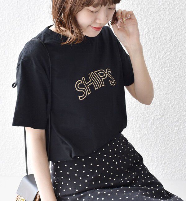 SHIPS for women「《一部追加》【WEB限定】 SHIPS ラウンド プリント ロゴ TEE」|Tシャツ・カットソー|