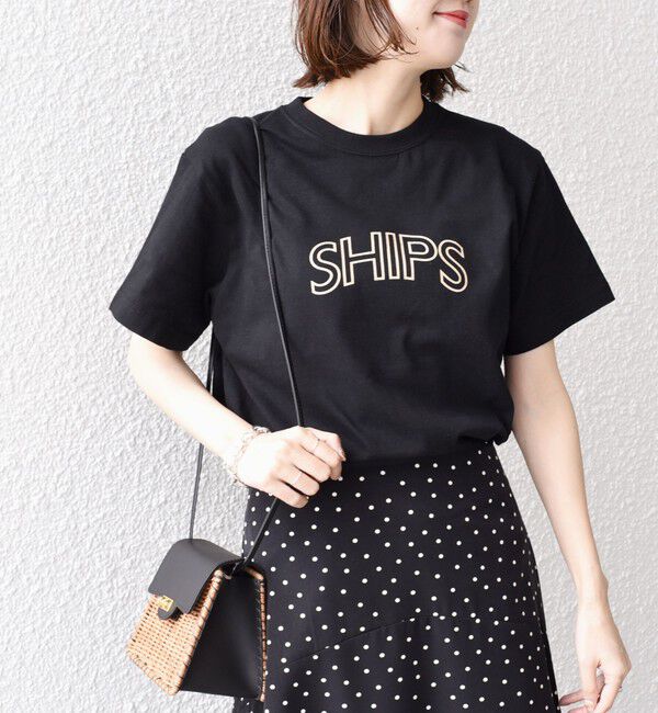 SHIPS for women「《一部追加》【WEB限定】 SHIPS ラウンド プリント ロゴ TEE」|Tシャツ・カットソー|
