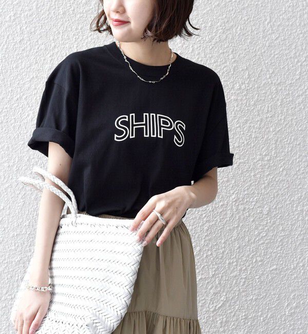 SHIPS for women「《一部追加》【WEB限定】 SHIPS ラウンド プリント ロゴ TEE」|Tシャツ・カットソー|