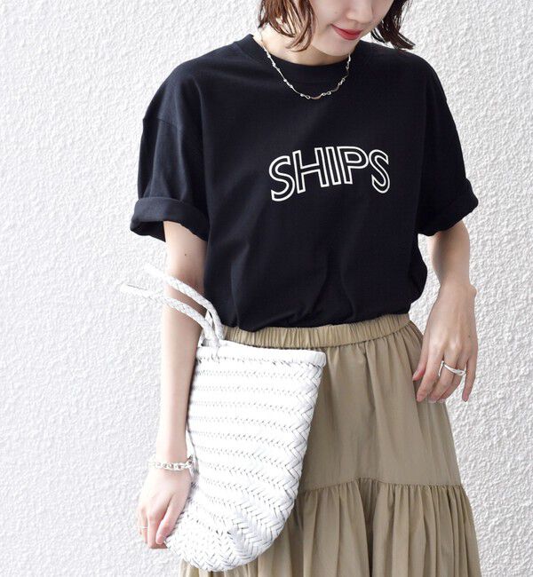 SHIPS for women「《一部追加》【WEB限定】 SHIPS ラウンド プリント ロゴ TEE」|Tシャツ・カットソー|