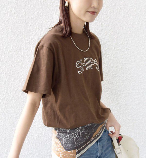 SHIPS for women「《一部追加》【WEB限定】 SHIPS ラウンド プリント ロゴ TEE」|Tシャツ・カットソー|