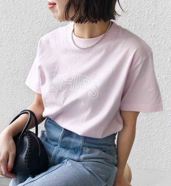 SHIPS for women「《一部追加》【WEB限定】 SHIPS ラウンド プリント ロゴ TEE」|Tシャツ・カットソー|