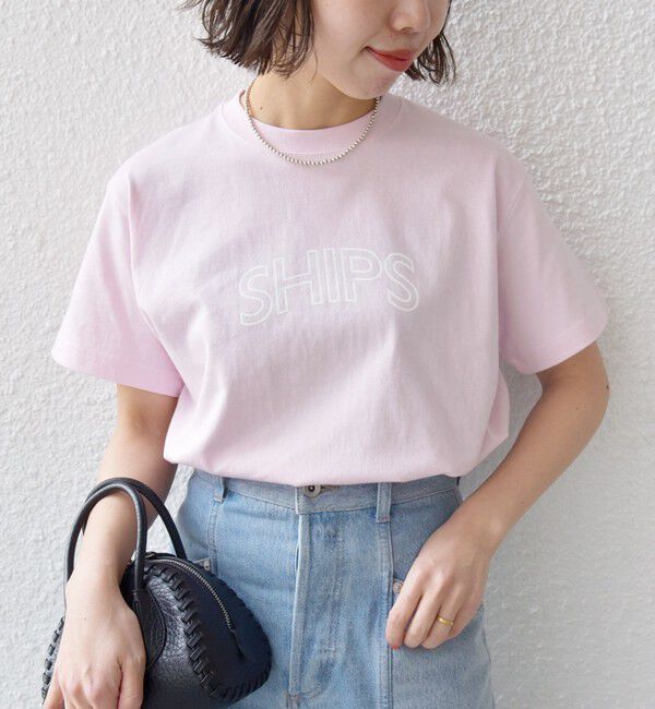 SHIPS for women「《一部追加》【WEB限定】 SHIPS ラウンド プリント ロゴ TEE」|Tシャツ・カットソー|
