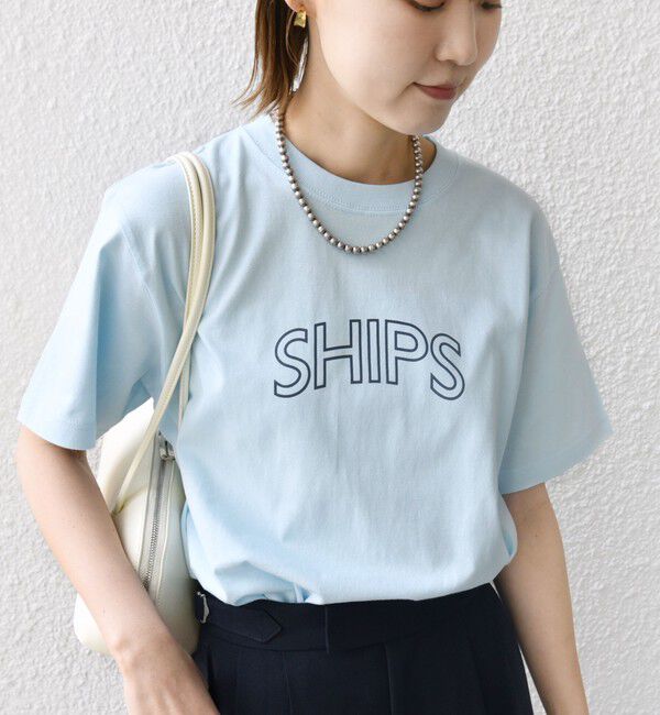 SHIPS for women「《一部追加》【WEB限定】 SHIPS ラウンド プリント ロゴ TEE」|Tシャツ・カットソー|
