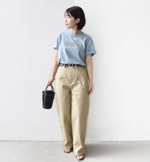 SHIPS for women「《一部追加》【WEB限定】 SHIPS ラウンド プリント ロゴ TEE」|Tシャツ・カットソー|