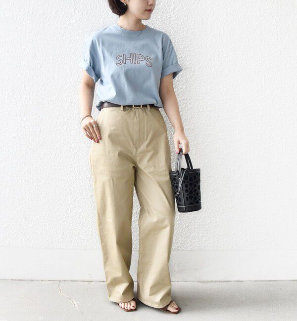 SHIPS for women「《一部追加》【WEB限定】 SHIPS ラウンド プリント ロゴ TEE」|Tシャツ・カットソー|