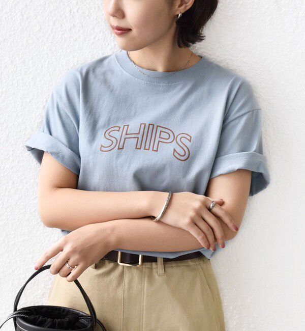 SHIPS for women「《一部追加》【WEB限定】 SHIPS ラウンド プリント ロゴ TEE」|Tシャツ・カットソー|