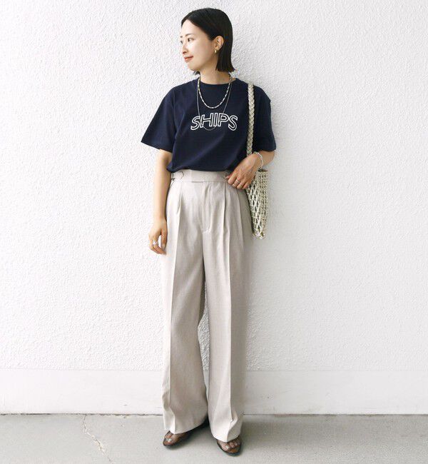 SHIPS for women「《一部追加》【WEB限定】 SHIPS ラウンド プリント ロゴ TEE」|Tシャツ・カットソー|