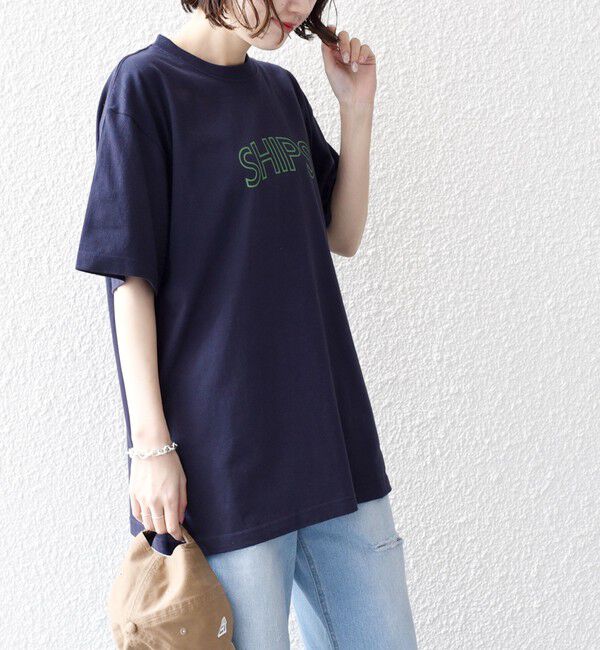SHIPS for women「《一部追加》【WEB限定】 SHIPS ラウンド プリント ロゴ TEE」|Tシャツ・カットソー|