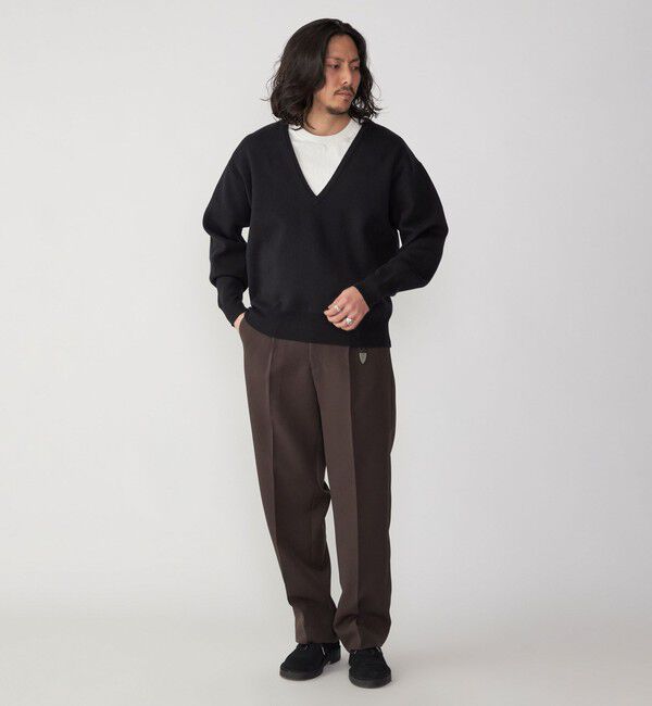 SHIPS「SHIPS: ダブルフェイス コットンカシミヤ Vネック 長袖 ニット」|ニット・セーター|