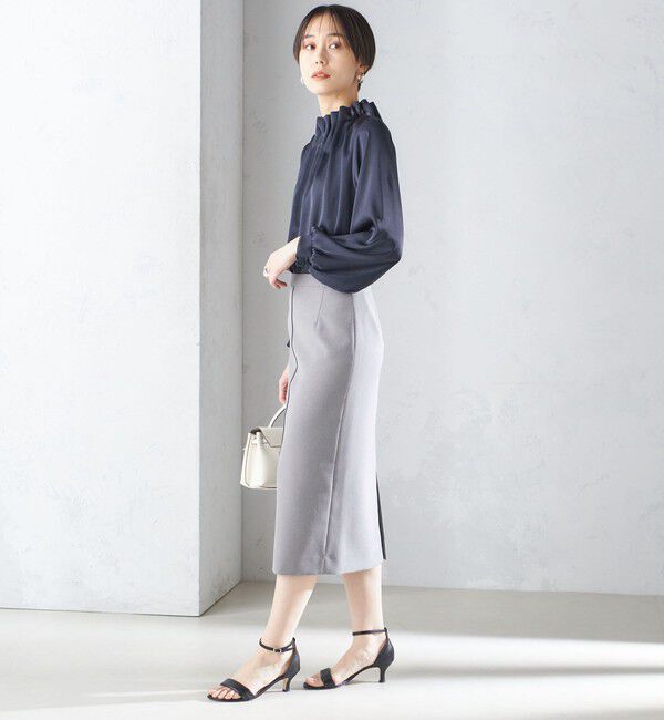 SHIPS for women「【一部WEB限定】〈手洗い可能〉ヴィンテージ サテン ネック ギャザー ブラウス」|シャツ・ブラウス|