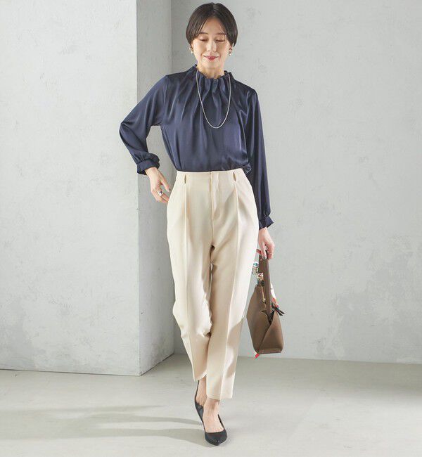 SHIPS for women「【一部WEB限定】〈手洗い可能〉ヴィンテージ サテン ネック ギャザー ブラウス」|シャツ・ブラウス|