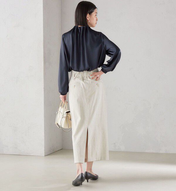 SHIPS for women「【一部WEB限定】〈手洗い可能〉ヴィンテージ サテン ネック ギャザー ブラウス」|シャツ・ブラウス|