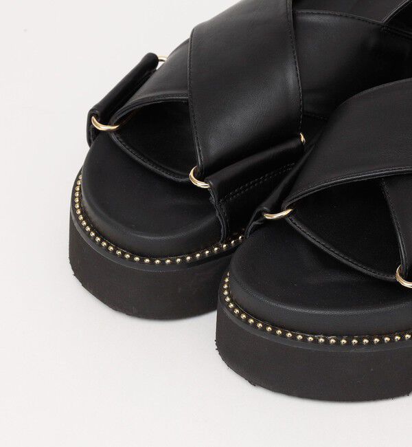 quaranciel「quaranciel: プラットフォーム クロス スタッズ サンダル」|サンダル|