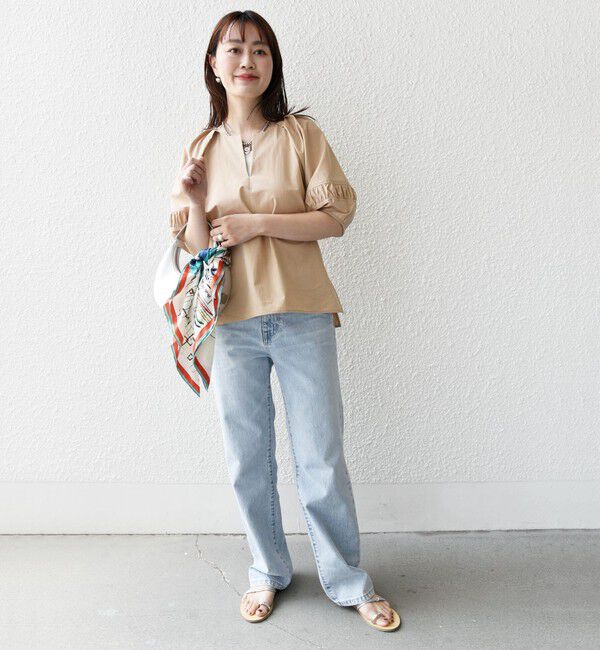 SHIPS for women「〈手洗い可能〉ランタン スリーブ キーネック ブラウス」|シャツ・ブラウス|