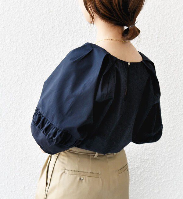 SHIPS for women「〈手洗い可能〉ランタン スリーブ キーネック ブラウス」|シャツ・ブラウス|