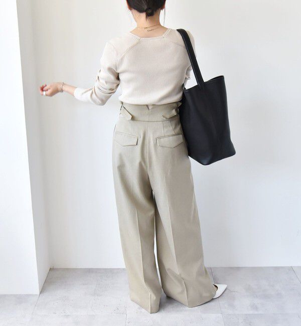 quaranciel「quaranciel:〈手洗い可能〉コットン スクエアネック リブ ニット」|ニット・セーター|