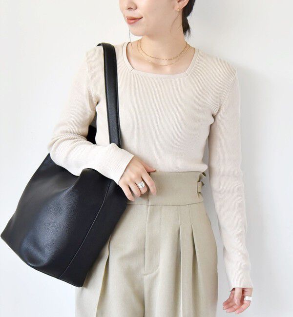 quaranciel「quaranciel:〈手洗い可能〉コットン スクエアネック リブ ニット」|ニット・セーター|