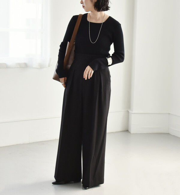 quaranciel「quaranciel:〈手洗い可能〉コットン スクエアネック リブ ニット」|ニット・セーター|