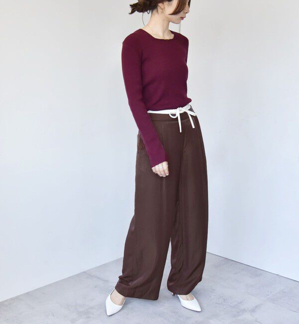 quaranciel「quaranciel:〈手洗い可能〉コットン スクエアネック リブ ニット」|ニット・セーター|