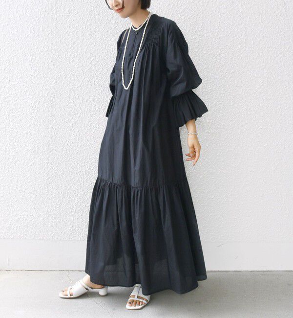 SHIPS for women「〈手洗い可能〉コットン シルク ローン ティアード ワンピース」|ワンピース|