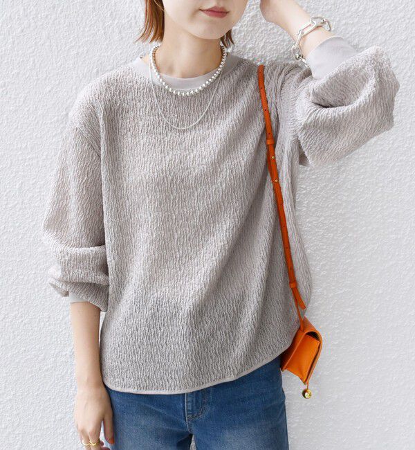 SHIPS for women「【WEB限定】〈手洗い可能〉ランダムブルーゼ ロングスリーブ プルオーバー」|プルオーバー|ベージュ