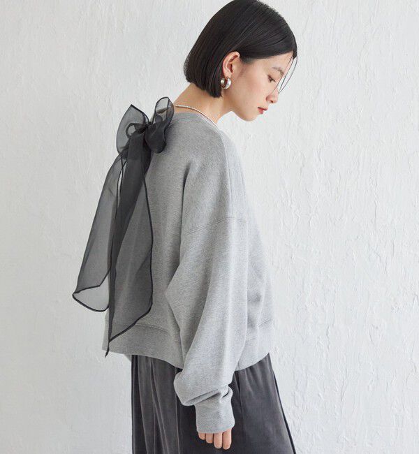 SHIPS for women「Wai＋:〈手洗い可能〉裏毛 オーガンジー スウェット」|スウェット・ジャージ|